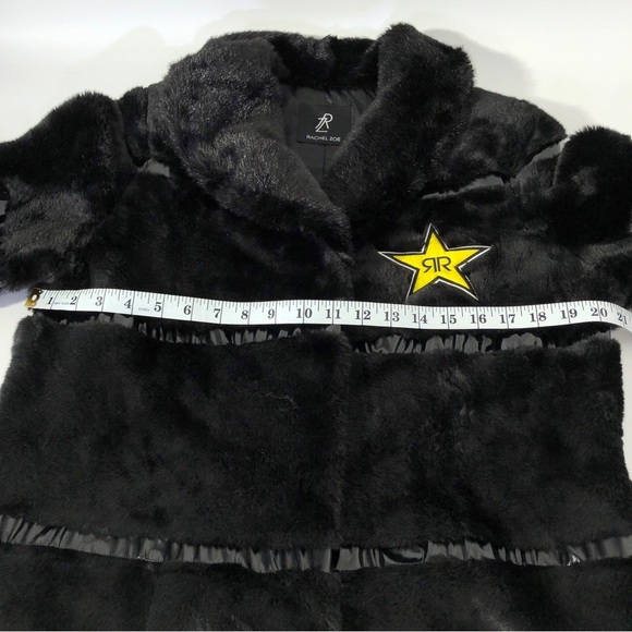 Rachel Zoe Rockstar Black Faux Fur Long Jacket - Picture 5 of 11